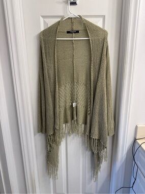 Emmer open-front cardigan with fringed hem.